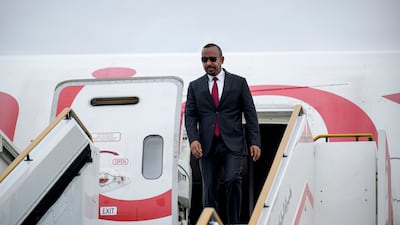 Abiy Ahmed arrives in Abu Dhabi. Omar Al Askar / UAE Presidential Court
