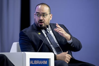 Saudi Minister of Economy and Planning Faisal Alibrahim speaking at the World Economic Forum in Davos. AFP
