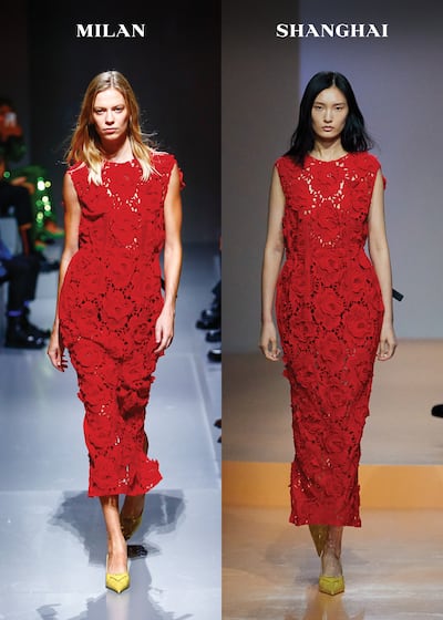 Prada hosted simultaneous shows in Milan and Shanghai. Photo: Prada