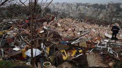 Israeli police destroyed the home of a Palestinian family in the sensitive Sheikh Jarrah district in occupied East Jerusalem on January 19, 2022. AFP
