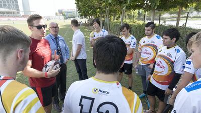 Gems World Academy (GWA) secured a place in the U19 competition at the Dubai Rugby Sevens for the first time this term. Antonie Robertson / The National