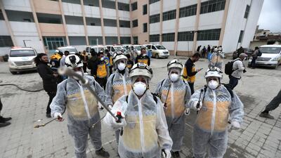 Syrian volunteer group The White Helmets have been disinfecting schools in the Aleppo countryside as part of efforts to contain coronavirus. Courtesy: The White Helmets.