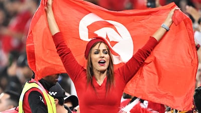 A Tunisian fan cheers during the FIFA World Cup 2022 group D soccer match between Tunisia and France at Education City Stadium in Doha, Qatar. EPA