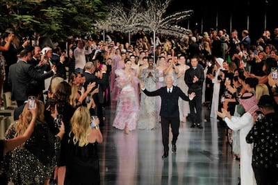 Designer Giorgio Armani at his One Night Only show in Dubai in October 2021. Photo: Giorgio Armani