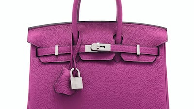 A rose Pourpre Togo leather Birkin 25 with Palladium hardware. Estimate: £6,000 - 8,000. Courtesy Christie's