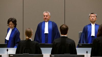 Judges of the International Criminal Court hear closing statements in the trial of Congolese warlord Bosco Ntaganda on August 28, 2018. AFP