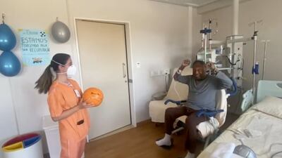 Brazilian legend Pele tosses a ball with physical therapist in Sao Paulo. Instagram @PELE / Reuters