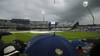 The covers protect the middle at Edgbaston during Australia's Champions Trophy match against New Zealand. Andrew Boyers / Reuters