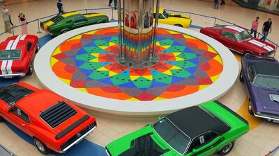 A selection of American muscle cars at the Classic Car Show in Marina Mall, Abu Dhabi. Delores Johnson / The National