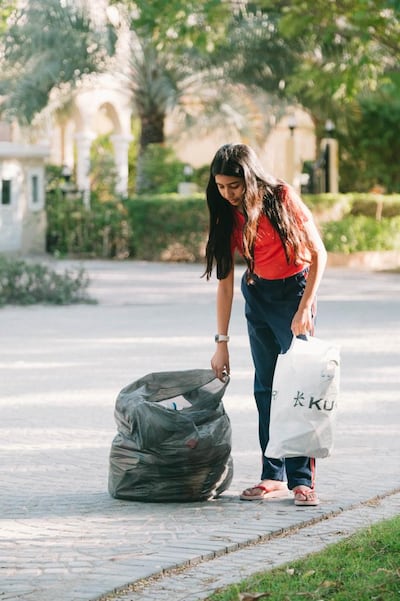 During the pandemic Sagarika Sriram ran an online trash-to-treasure project to teach youngsters how to recycle. Photo: Anna Nielsen for The National