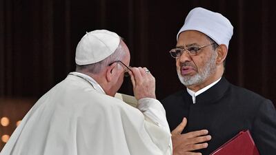 The eight-member Higher Committee of Human Fraternity aims to spread a message of global peace. AFP