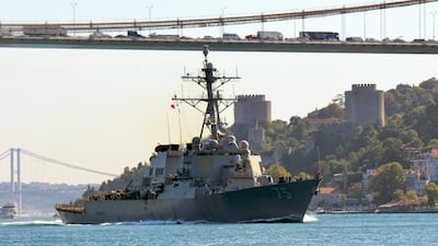 The US Navy guided-missile destroyer USS Donald Cook is reported to be in the Mediterranean as US and allied forces made their final preparations for possible attacks on Syria. REUTERS/Yoruk Isik