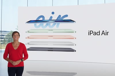 Laura Legros, Apple's vice president of hardware engineering, unveils the all-new iPad Air. AP