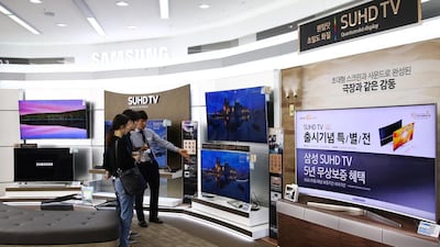 Samsung’s 4K television offers a jaw-dropping colour palette and amazing contrasts – for a price. SeongJoon Cho / Bloomberg
