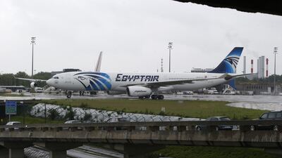 An EgyptAir Airbus A330-300 coming from Cairo rolls on the tarmac at Charles de Gaulle Airport outside of Paris, Thursday, May 19, 2016, the same day that another EgyptAir flight from Paris to Cairo with 66 passengers and crew on board crashed in the Mediterranean Sea off the Greek island of Crete. Michel Euler/AP Photo
