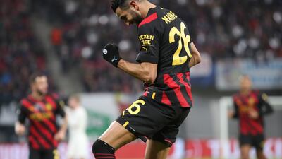 Riyad Mahrez celebrates after scoring. AP