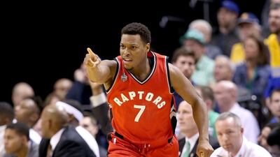 Toronto Raptors guard Kyle Lowry celebrates after a basket against the Indiana Pacers last week. Andy Lyons / Getty Images / AFP / March 17, 2016