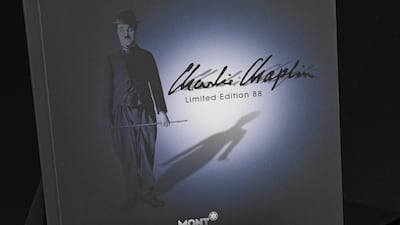 The Montblanc Charlie Chaplin 18K Gold Skeleton Pen. Courtesy Bonhams