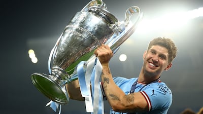 John Stones with the Champions League trophy after Manchester City's 1-0 victory over Inter Milan in Istanbul. Reuters