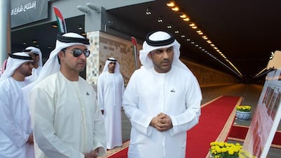 Sheikh Hazza bin Zayed, national security adviser and vice chairman of the Abu Dhabi Executive Council, yesterday inaugurated the tunnel, which has been renamed the Sheikh Zayed Road and Tunnel by decree from the President, Sheikh Khalifa. Photo Courtesy ???