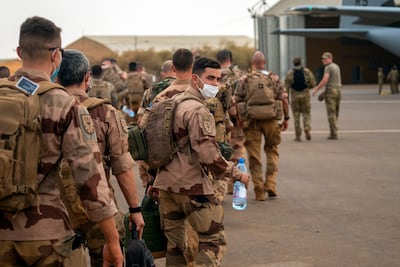 French forces leaving their base in Mali last month with President Macron stating he will reduce their numbers by half within a year. AFP