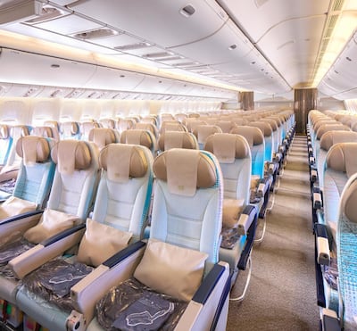 Aircraft cabins also need maintenance with seats, in-flight entertainment systems and cabin monuments having to be covered up. Courtesy Emirates