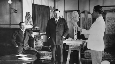 The client: Harold Harmsworth, the first Viscount Rothmere, left, seen here with his brother, the Viscount Northcliffe, centre, founded the British newspaper the Daily Mail in 1896. Hulton-Deutsch Collection / CORBIS / Corbis via Getty Images