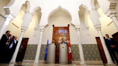 European Commission President Jean-Claude Juncker and Tunisia's Prime Minister Youssef Chahed attend a news conference in Tunis, Tunisia. Reuters