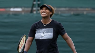Serena Williams at the Aorangi Practice Courts on Sunday. PA