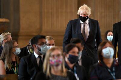 UK Prime Minister Boris Johnson attends an event marking the 73rd birthday of the NHS on Monday. AP