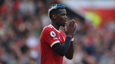 United's Paul Pogba after missing a chance. Getty
