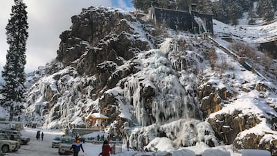A frozen waterfall in the Drang area of Tangmarg, north of Srinagar, the summer capital of Indian Kashmir. EPA
