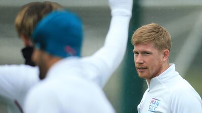 Manchester City midfielder Kevin De Bruyne takes part in a training session. AFP