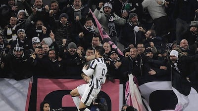 Juventus's Alvaro Morata celebrates after scoring against Borussia Dortmund during their Champions League last 16 first leg match on Tuesday night in Turin. Giorgio Perottino / Reuters / February 24, 2015