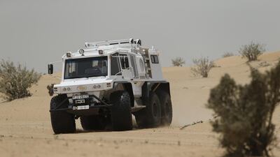 The StarWalker, built by Petrovich in Siberia, is an all-terrain nine-seater vehicle with a range of more than 1,000km. Antonie Robertson / The National