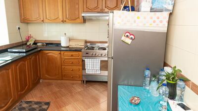 The kitchen in the Latifa Tower apartment
