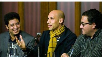 Three of the Beirut 39 writers, from left, Yassin Adnan, Abdelkader Benali and Ala Hlehel, who attended the Manchester Literature Festival and are enjoying greater exposure for their work.