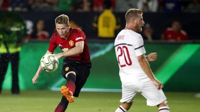 Manchester United's Scott McTominay takes a shot on goal. EPA