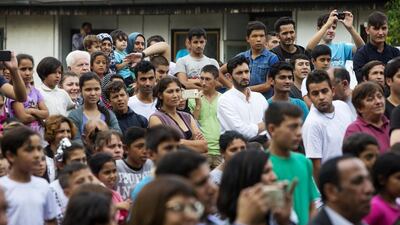 Refugees attend an event hosted as part of Etihad Airways and Air Serbia’s Colour Their Lives charity programme.