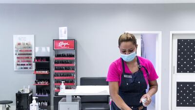 Crystal Beauty Lounge in Dubai is one many salons asking customers of their recent travel history before taking bookings. Reem Mohammed / The National