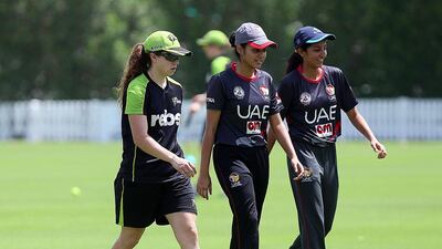 UAE women's cricket team members. Satish Kumar / The National