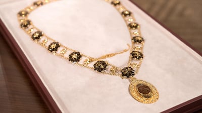 The Al Hussein Ibn Ali Medal presented to Sheikh Mohamed bin Zayed. Mohammed Al Hammadi / Ministry of Presidential Affairs