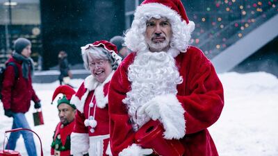 From left, Tony Cox, Kathy Bates and Billy Bob Thornton in Bad Santa 2. Jan Thijs / Broad Green Pictures / Miramax