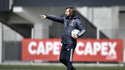 Juventus coach Andrea Pirlo during a training session at JTC in Turin, Italy. Getty Images