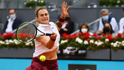 Aryna Sabalenka during her three-set win over Ashleigh Barty. AFP