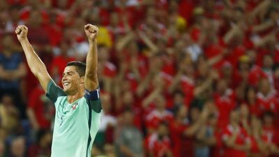 Portugal's Cristiano Ronaldo celebrates after his team's Euro 2016 semi-final victory over Wales. Kai Pfaffenbach / Reuters / July 6, 2016