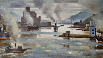 Piraeus at Dawn (1949) by the Egyptian modernist Mahmoud Said