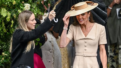 Catherine, Princess of Wales, leaves All Saints' Church following the wedding of Princess Anne's son, Peter Phillips and Harriet Sperling. Reuters