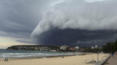 A wavelike cloud looms over Sydney’s Manly Beach on March 5, 2014, as an afternoon storm moves in. Will Burgess / Reuters