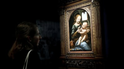 The painting "Benois Madonna" by Leonardo da Vinci is pictured during a press visit of the "Leonardo da Vinci" exhibition to commemorate the 500-year anniversary of his death at the Louvre Museum in Paris, France. Reuters